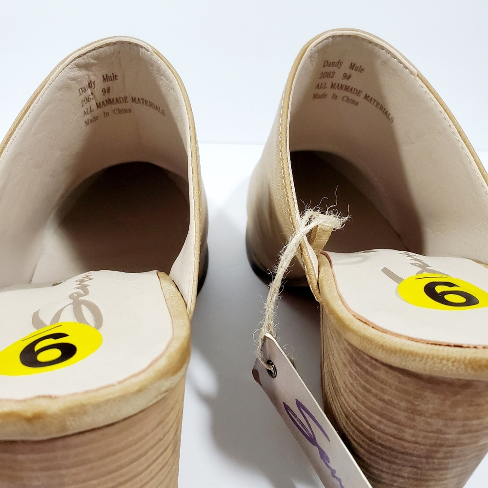 Seven 7 new tan pointy mules block heel shoes 9 - Picture 5 of 8